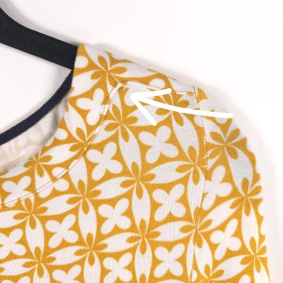 Boden Gold/ White Print Pullover Soft Dress Self Tie‎ Belted J0631 Size 6R - Picture 6 of 9